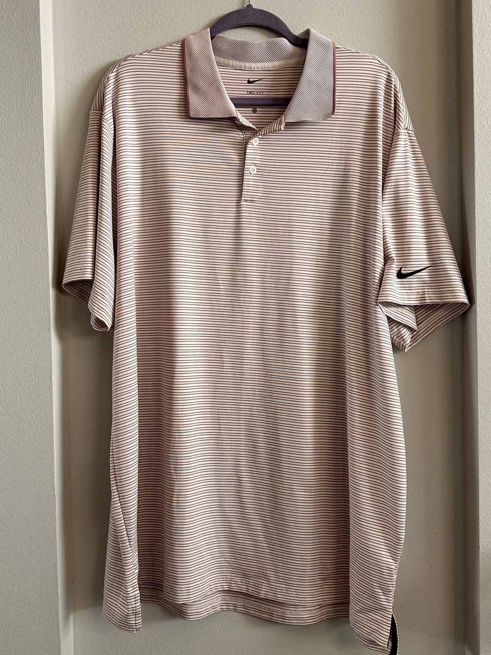Nike Men’s XXL Stripe Polo with Subtle Maroon Trim